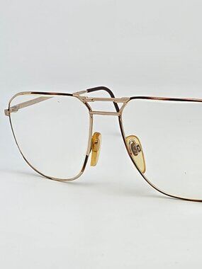 Indo Optica 364 Gold-Plated Amber Tortoise Aviator Eyeglasses Frame Spain 59mm